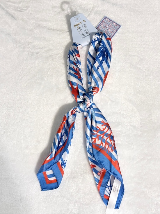 Piper K Accessories - Piper K Blue & Red Stripe Coral Starfish Pattern Scarf Tie